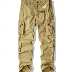 Best OUKU Men's Cargo Pants Trousers Buttons Multi Pocket Plain Wearable Outdoor Daily Camping & Hiking Fashion Classic ArmyGreen turmeric