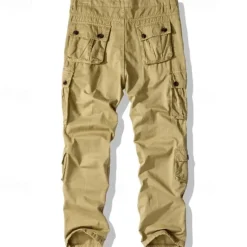 Best OUKU Men's Cargo Pants Trousers Buttons Multi Pocket Plain Wearable Outdoor Daily Camping & Hiking Fashion Classic ArmyGreen turmeric