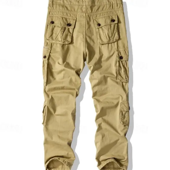 Best OUKU Men's Cargo Pants Trousers Buttons Multi Pocket Plain Wearable Outdoor Daily Camping & Hiking Fashion Classic ArmyGreen turmeric