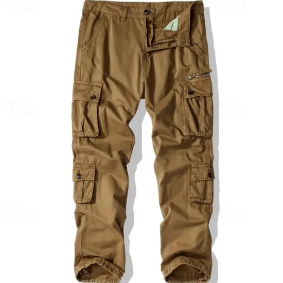 Best OUKU Men's Cargo Pants Trousers Buttons Multi Pocket Plain Wearable Outdoor Daily Camping & Hiking Fashion Classic ArmyGreen turmeric