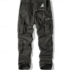 Best OUKU Men's Cargo Pants Trousers Buttons Multi Pocket Plain Wearable Outdoor Daily Camping & Hiking Fashion Classic ArmyGreen turmeric