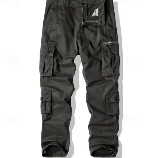 Best OUKU Men's Cargo Pants Trousers Buttons Multi Pocket Plain Wearable Outdoor Daily Camping & Hiking Fashion Classic ArmyGreen turmeric