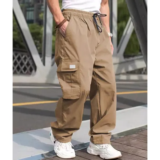 Sale OUKU Men's Cargo Pants Trousers Drawstring Elastic Waist Multi Pocket Plain Wearable Outdoor Daily Camping & Hiking Fashion Classic Black Army Green
