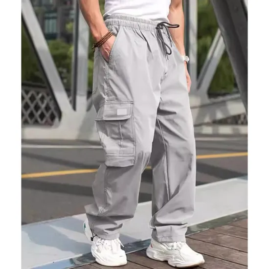 Sale OUKU Men's Cargo Pants Trousers Drawstring Elastic Waist Multi Pocket Plain Wearable Outdoor Daily Camping & Hiking Fashion Classic Black Army Green