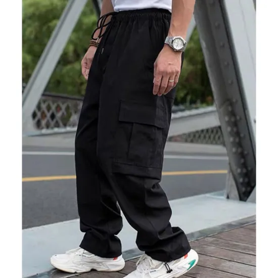 Sale OUKU Men's Cargo Pants Trousers Drawstring Elastic Waist Multi Pocket Plain Wearable Outdoor Daily Camping & Hiking Fashion Classic Black Army Green