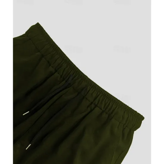 Sale OUKU Men's Cargo Pants Trousers Drawstring Elastic Waist Multi Pocket Plain Wearable Outdoor Daily Camping & Hiking Fashion Classic Black Army Green