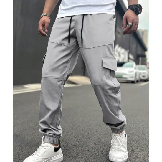 Clearance OUKU Men's Cargo Pants Trousers Drawstring Elastic Waist Multi Pocket Plain Wearable Outdoor Daily Camping & Hiking Fashion Classic Black Army Green