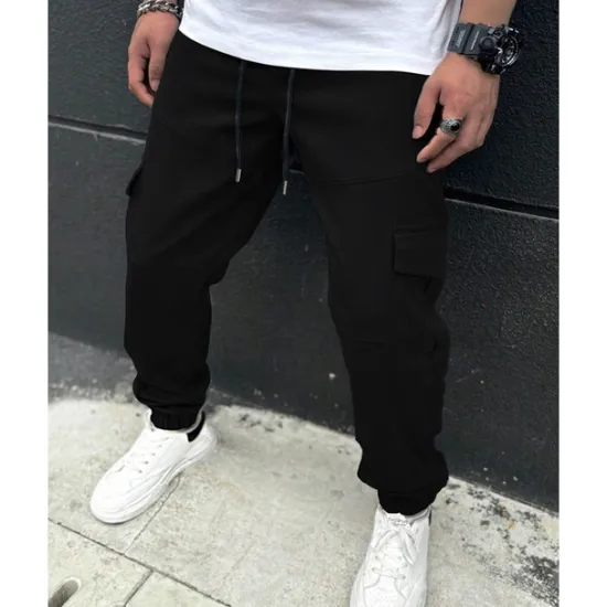 Clearance OUKU Men's Cargo Pants Trousers Drawstring Elastic Waist Multi Pocket Plain Wearable Outdoor Daily Camping & Hiking Fashion Classic Black Army Green