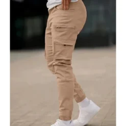 Outlet OUKU Men's Cargo Pants Trousers Buttons Flap Pocket Plain Wearable Outdoor Daily Camping & Hiking Fashion Classic Black Army Green