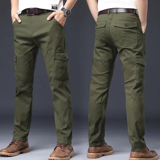 Online OUKU Men's Cargo Pants Trousers Work Pants Buttons Multi Pocket Plain Wearable Outdoor Daily Camping & Hiking Fashion Classic Black Navy Blue