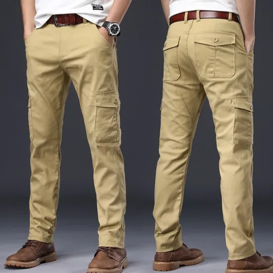 Online OUKU Men's Cargo Pants Trousers Work Pants Buttons Multi Pocket Plain Wearable Outdoor Daily Camping & Hiking Fashion Classic Black Navy Blue