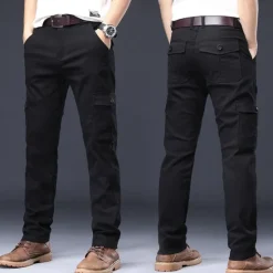 Online OUKU Men's Cargo Pants Trousers Work Pants Buttons Multi Pocket Plain Wearable Outdoor Daily Camping & Hiking Fashion Classic Black Navy Blue