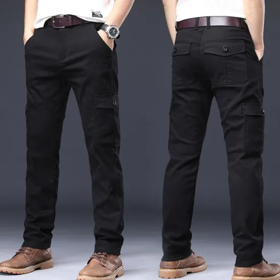 Online OUKU Men's Cargo Pants Trousers Work Pants Buttons Multi Pocket Plain Wearable Outdoor Daily Camping & Hiking Fashion Classic Black Navy Blue