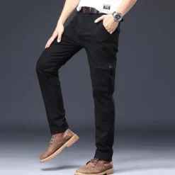 Online OUKU Men's Cargo Pants Trousers Work Pants Buttons Multi Pocket Plain Wearable Outdoor Daily Camping & Hiking Fashion Classic Black Navy Blue