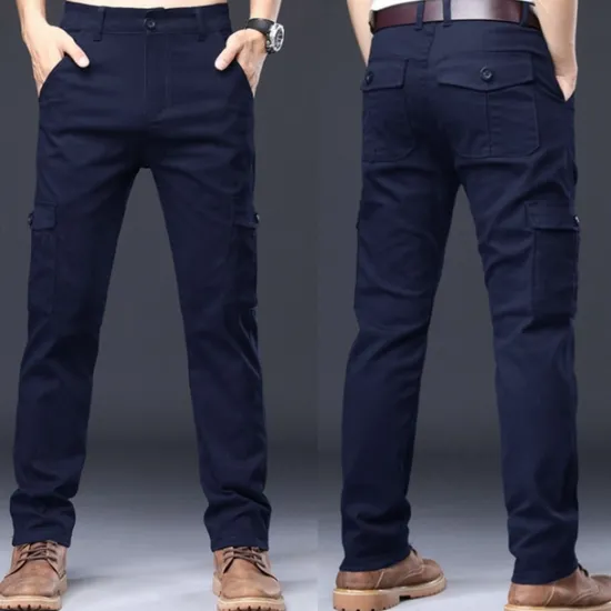 Online OUKU Men's Cargo Pants Trousers Work Pants Buttons Multi Pocket Plain Wearable Outdoor Daily Camping & Hiking Fashion Classic Black Navy Blue