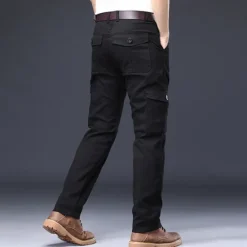 Online OUKU Men's Cargo Pants Trousers Work Pants Buttons Multi Pocket Plain Wearable Outdoor Daily Camping & Hiking Fashion Classic Black Navy Blue