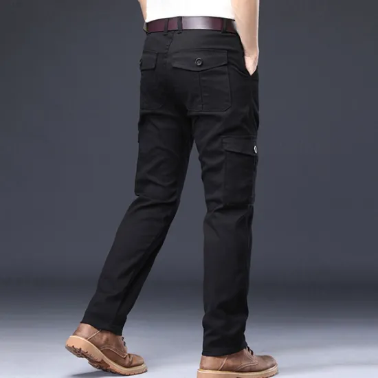 Online OUKU Men's Cargo Pants Trousers Work Pants Buttons Multi Pocket Plain Wearable Outdoor Daily Camping & Hiking Fashion Classic Black Navy Blue