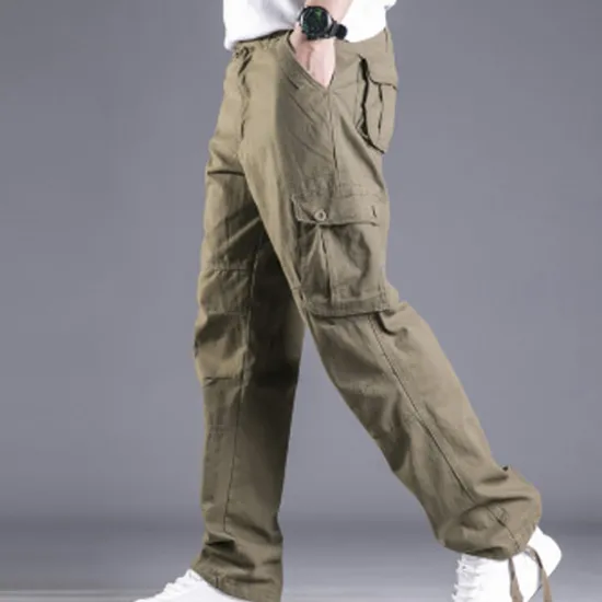 New OUKU Men's Cargo Pants Trousers Leg Drawstring 8 Pocket Solid Color Comfort Outdoor Daily Streetwear Grass Green Black