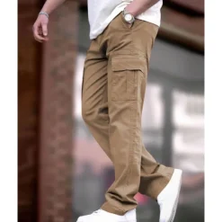 OUKU Men's Cargo Pants Trousers Drawstring Elastic Waist Multi Pocket Plain Wearable Outdoor Daily Camping & Hiking Fashion Classic Black Army Green