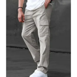 OUKU Men's Cargo Pants Trousers Drawstring Elastic Waist Multi Pocket Plain Wearable Outdoor Daily Camping & Hiking Fashion Classic Black Army Green