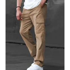 OUKU Men's Cargo Pants Trousers Drawstring Elastic Waist Multi Pocket Plain Wearable Outdoor Daily Camping & Hiking Fashion Classic Black Army Green
