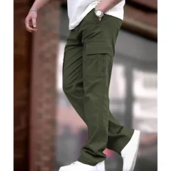 OUKU Men's Cargo Pants Trousers Drawstring Elastic Waist Multi Pocket Plain Wearable Outdoor Daily Camping & Hiking Fashion Classic Black Army Green