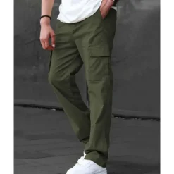 OUKU Men's Cargo Pants Trousers Drawstring Elastic Waist Multi Pocket Plain Wearable Outdoor Daily Camping & Hiking Fashion Classic Black Army Green