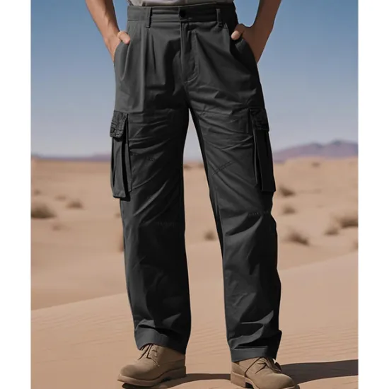 OUKU Men's Cargo Pants Trousers Multi Pocket Plain Wearable Camping & Hiking Workout Army Green Black