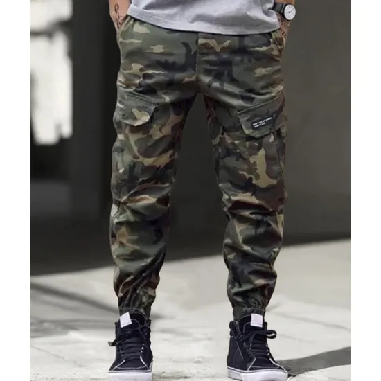 Clearance OUKU Men's Cargo Pants Trousers Camo Pants Elastic Waist Drawstring Multi Pocket Camouflage Wearable Outdoor Daily Camping & Hiking Fashion Classic Blue Green