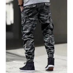 Clearance OUKU Men's Cargo Pants Trousers Camo Pants Elastic Waist Drawstring Multi Pocket Camouflage Wearable Outdoor Daily Camping & Hiking Fashion Classic Blue Green