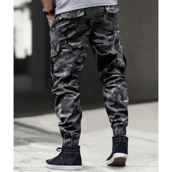 Clearance OUKU Men's Cargo Pants Trousers Camo Pants Elastic Waist Drawstring Multi Pocket Camouflage Wearable Outdoor Daily Camping & Hiking Fashion Classic Blue Green