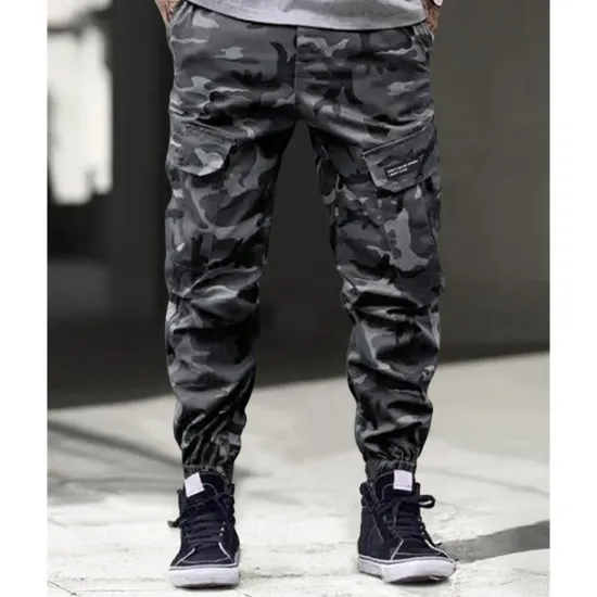 Clearance OUKU Men's Cargo Pants Trousers Camo Pants Elastic Waist Drawstring Multi Pocket Camouflage Wearable Outdoor Daily Camping & Hiking Fashion Classic Blue Green