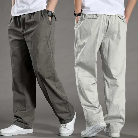 Outlet OUKU Men's Cargo Pants Trousers Casual Pants Pocket Straight Leg Solid Color Comfort Warm Daily Holiday Going out Sports Fashion Black Yellow Micro-elastic