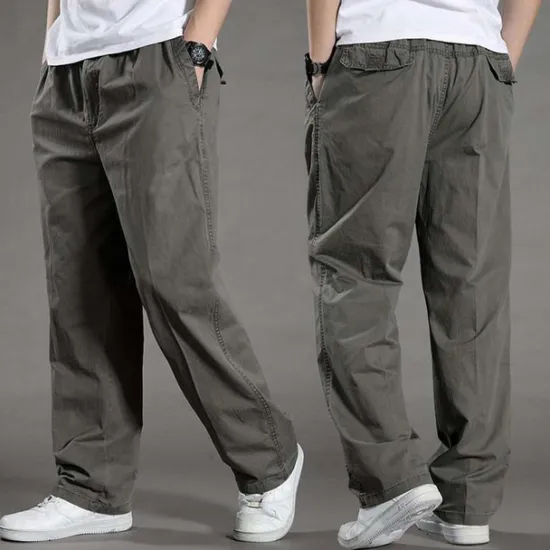 Outlet OUKU Men's Cargo Pants Trousers Casual Pants Pocket Straight Leg Solid Color Comfort Warm Daily Holiday Going out Sports Fashion Black Yellow Micro-elastic