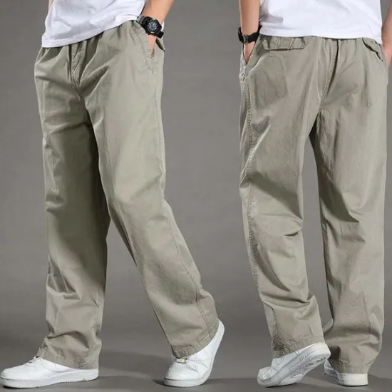 Outlet OUKU Men's Cargo Pants Trousers Casual Pants Pocket Straight Leg Solid Color Comfort Warm Daily Holiday Going out Sports Fashion Black Yellow Micro-elastic