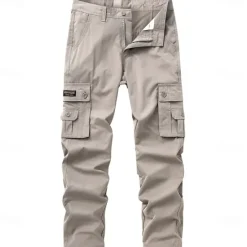 OUKU Men's Cargo Pants Trousers Buttons Multi Pocket Plain Quick Dry Moisture Wicking Full Length Outdoor Daily Camping & Hiking Fashion Classic Black Army Green