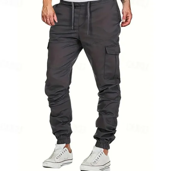 Sale OUKU Men's Cargo Pants Trousers Drawstring Elastic Waist Multi Pocket Plain Wearable Outdoor Daily Camping & Hiking Fashion Classic Black Yellow
