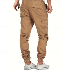 Sale OUKU Men's Cargo Pants Trousers Drawstring Elastic Waist Multi Pocket Plain Wearable Outdoor Daily Camping & Hiking Fashion Classic Black Yellow