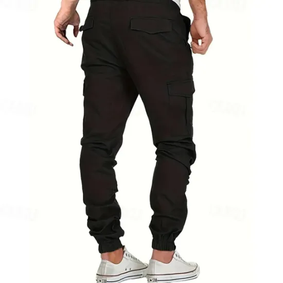Sale OUKU Men's Cargo Pants Trousers Drawstring Elastic Waist Multi Pocket Plain Wearable Outdoor Daily Camping & Hiking Fashion Classic Black Yellow