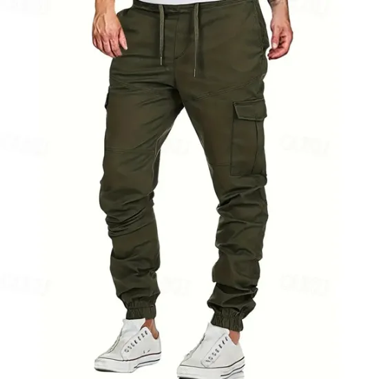 Sale OUKU Men's Cargo Pants Trousers Drawstring Elastic Waist Multi Pocket Plain Wearable Outdoor Daily Camping & Hiking Fashion Classic Black Yellow