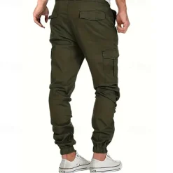 Sale OUKU Men's Cargo Pants Trousers Drawstring Elastic Waist Multi Pocket Plain Wearable Outdoor Daily Camping & Hiking Fashion Classic Black Yellow