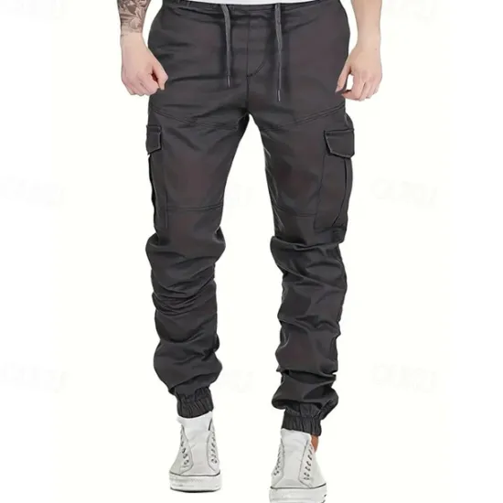 Sale OUKU Men's Cargo Pants Trousers Drawstring Elastic Waist Multi Pocket Plain Wearable Outdoor Daily Camping & Hiking Fashion Classic Black Yellow
