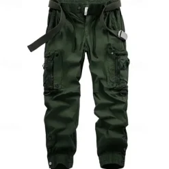 Clearance OUKU Men's Cargo Pants Trousers Buttons Multi Pocket Plain Wearable Outdoor Daily Camping & Hiking Fashion Classic Black Army Green