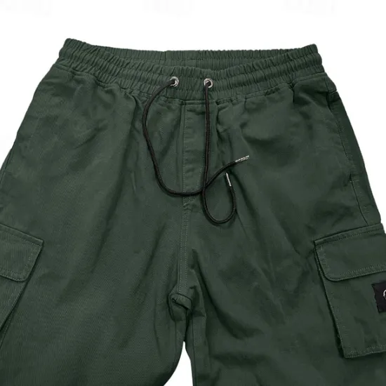 Outlet OUKU Men's Cargo Pants Trousers Casual Pants Drawstring Elastic Waist Straight Leg Plain Comfort Soft Full Length Outdoor Casual Daily Fashion Streetwear Black Green