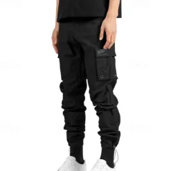 Sale OUKU Men's Cargo Pants Trousers Drawstring Elastic Waist Multi Pocket Plain Wearable Outdoor Daily Camping & Hiking Fashion Classic ArmyGreen Black