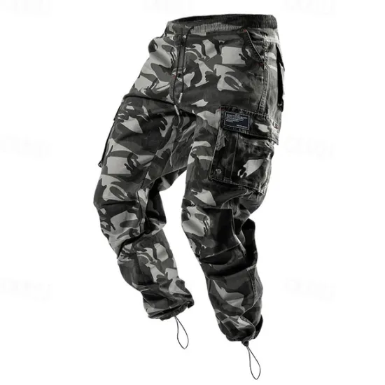 Sale OUKU Men's Cargo Pants Trousers Drawstring Elastic Waist Multi Pocket Plain Wearable Outdoor Daily Camping & Hiking Fashion Classic ArmyGreen Black