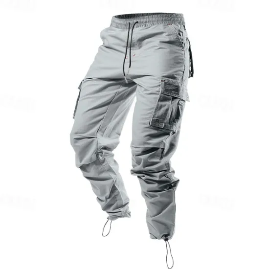 Sale OUKU Men's Cargo Pants Trousers Drawstring Elastic Waist Multi Pocket Plain Wearable Outdoor Daily Camping & Hiking Fashion Classic ArmyGreen Black