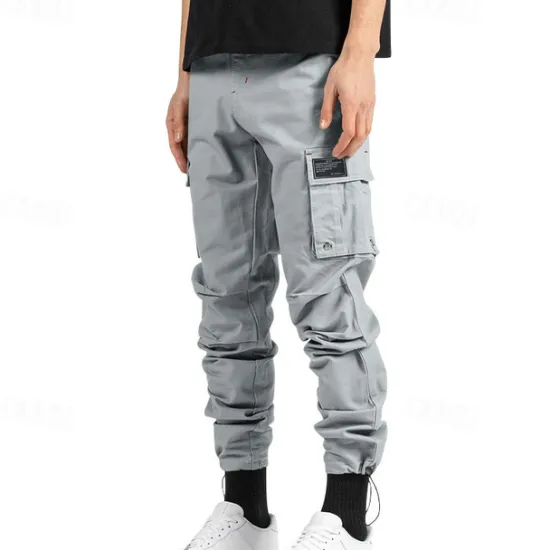 Sale OUKU Men's Cargo Pants Trousers Drawstring Elastic Waist Multi Pocket Plain Wearable Outdoor Daily Camping & Hiking Fashion Classic ArmyGreen Black