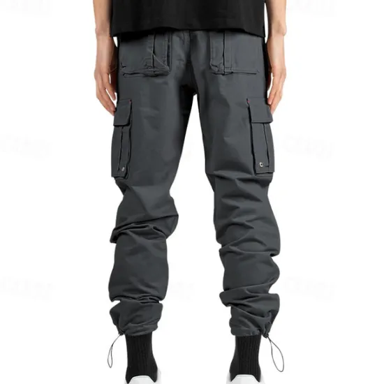 Sale OUKU Men's Cargo Pants Trousers Drawstring Elastic Waist Multi Pocket Plain Wearable Outdoor Daily Camping & Hiking Fashion Classic ArmyGreen Black
