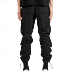 Sale OUKU Men's Cargo Pants Trousers Drawstring Elastic Waist Multi Pocket Plain Wearable Outdoor Daily Camping & Hiking Fashion Classic ArmyGreen Black